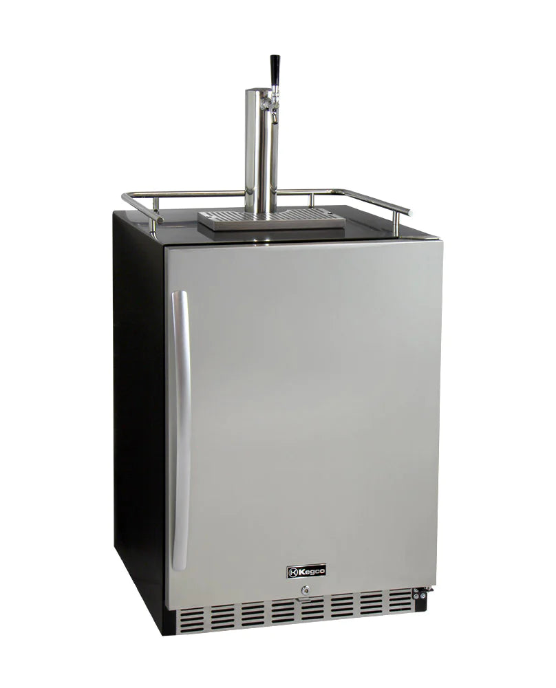 Kegco 24" Wide Single Tap Stainless Steel Built-In Right Hinge Kegerator With Kit