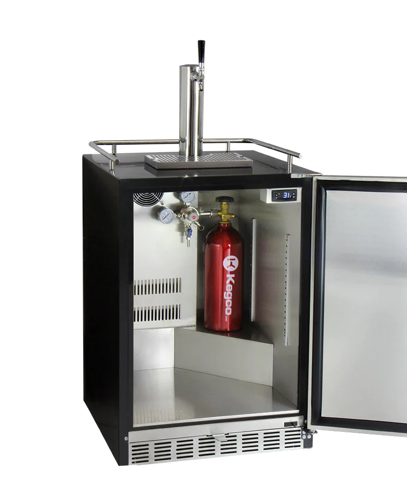 Kegco 24" Wide Single Tap Stainless Steel Built-In Right Hinge Kegerator With Kit