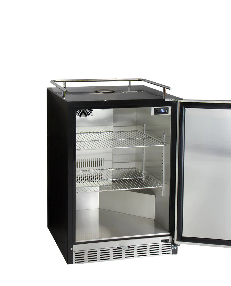 Kegco 24" Wide Single Tap Stainless Steel Built-In Digital Left Hinge Kegerator with Kit