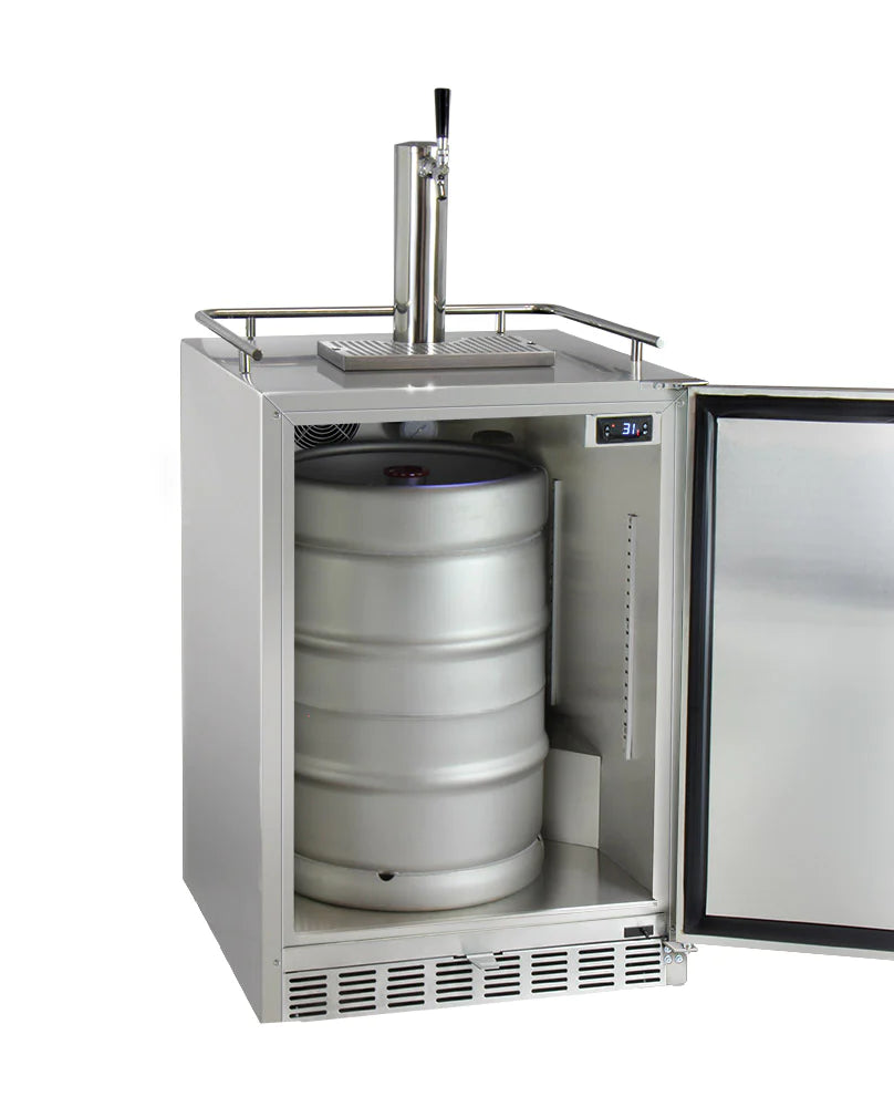 Kegco Full Size Digital Outdoor Undercounter Left Hinge Kegerator with X-CLUSIVE Premium Direct Draw Kit