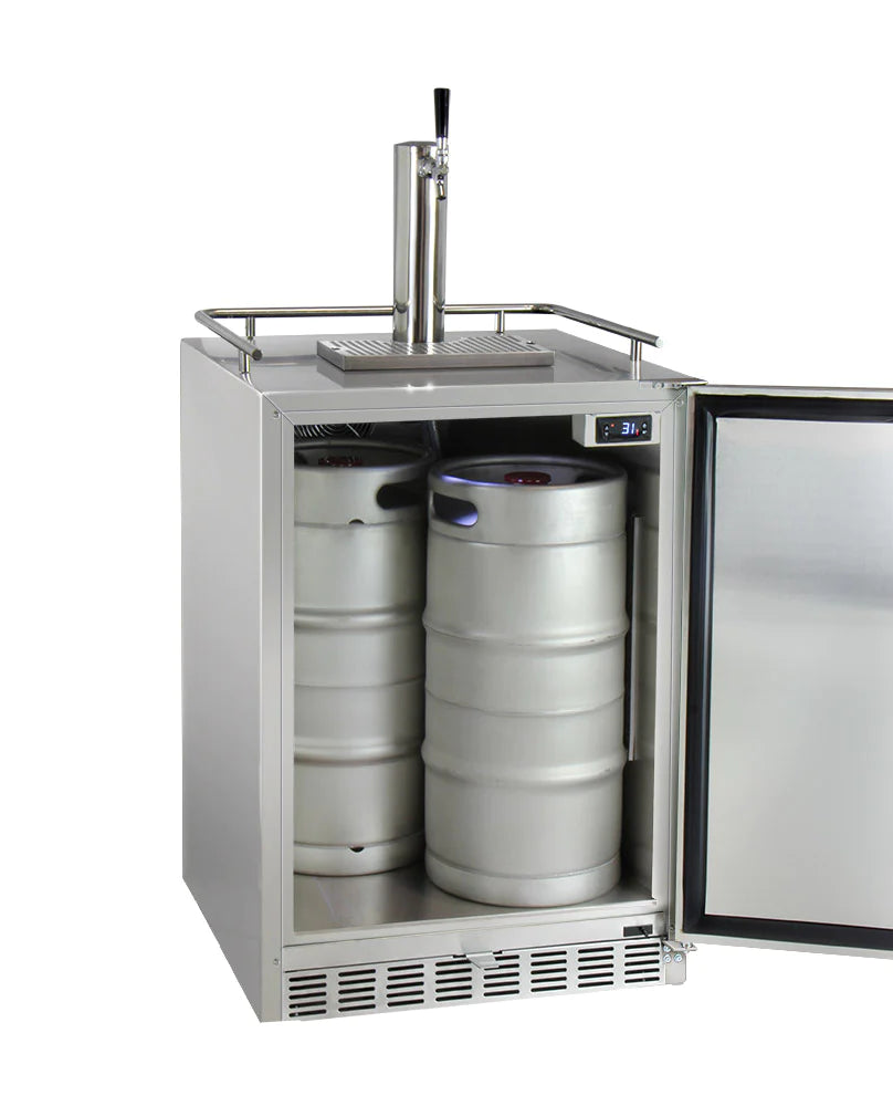 Kegco Full Size Digital Outdoor Undercounter Left Hinge Kegerator with X-CLUSIVE Premium Direct Draw Kit