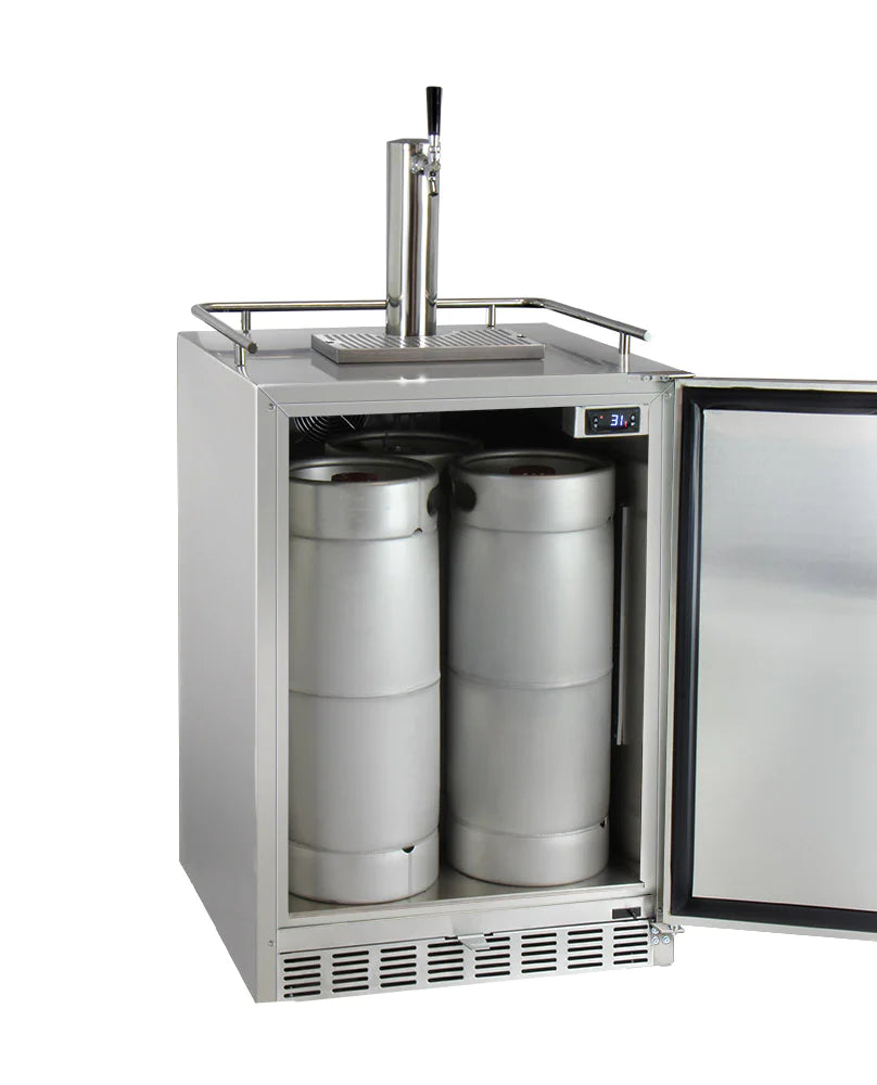 Kegco Full Size Digital Outdoor Undercounter Left Hinge Kegerator with X-CLUSIVE Premium Direct Draw Kit