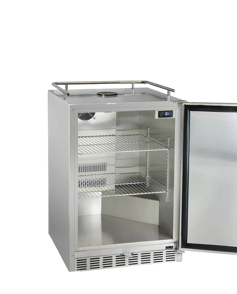 Kegco Full Size Digital Outdoor Undercounter Left Hinge Kegerator with X-CLUSIVE Premium Direct Draw Kit