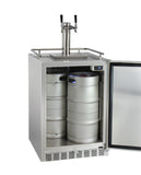 Kegco Dual Faucet Digital Outdoor Undercounter Left Hinge Kegerator with X-CLUSIVE Premium Direct Draw Kit