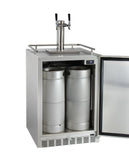 Kegco Dual Faucet Digital Outdoor Undercounter Left Hinge Kegerator with X-CLUSIVE Premium Direct Draw Kit