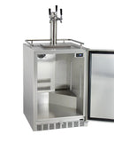Kegco Three Faucet Digital Outdoor Undercounter Left Hinge Kegerator with X-CLUSIVE Premium Direct Draw Kit