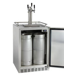Kegco Three Faucet Digital Outdoor Undercounter Left Hinge Kegerator with X-CLUSIVE Premium Direct Draw Kit