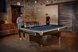 Brunswick Billiards Gold Crown VI 8' Slate Pool Table in Skyline Walnut/Espresso w/ Pockets