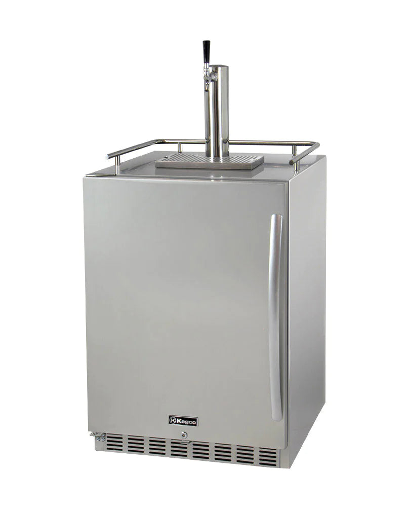 Kegco Full Size Digital Outdoor Undercounter Left Hinge Kegerator with X-CLUSIVE Premium Direct Draw Kit