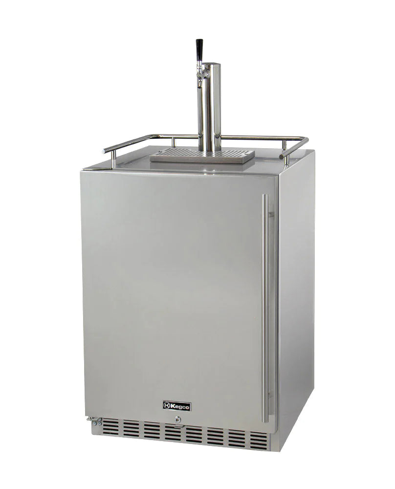 Kegco Full Size Digital Outdoor Undercounter Left Hinge Kegerator with X-CLUSIVE Premium Direct Draw Kit