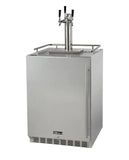 Kegco Three Faucet Digital Outdoor Undercounter Left Hinge Kegerator with X-CLUSIVE Premium Direct Draw Kit