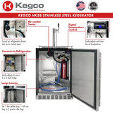 Kegco 24" Wide Single Tap Stainless Steel Built-In Right Hinge Kegerator With Kit
