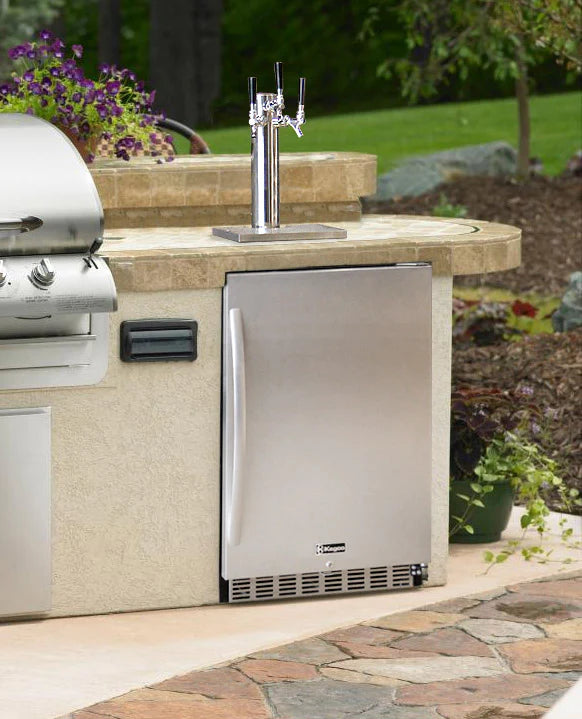 Kegco Full Size Digital Outdoor Undercounter Left Hinge Kegerator with X-CLUSIVE Premium Direct Draw Kit