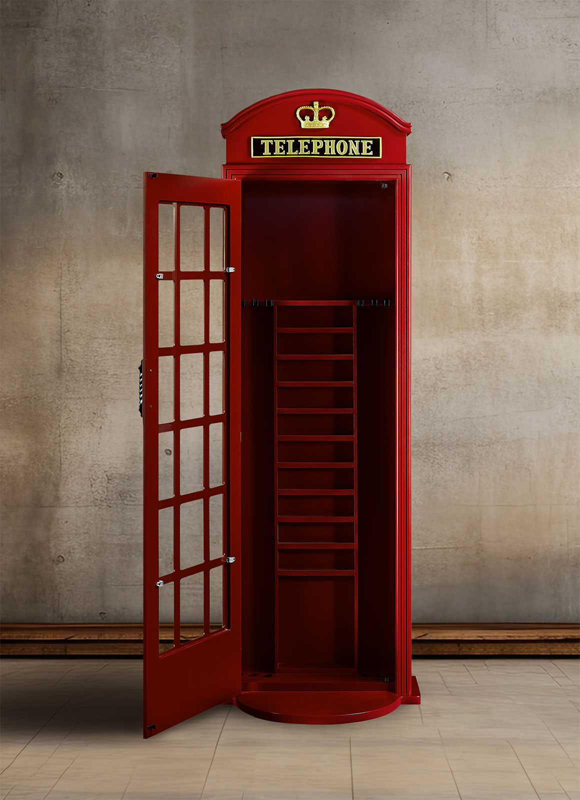 RAM Game Room Old English Telephone Booth Cue Holder