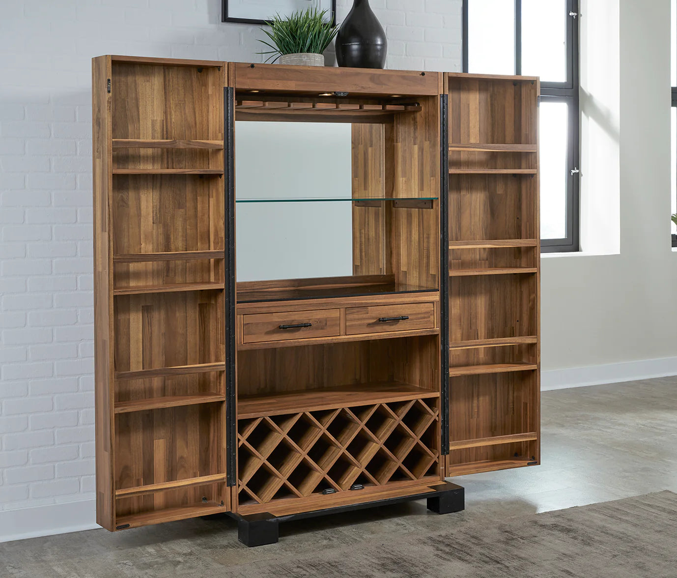 American Heritage Billiards Knoxville Wine & Spirit Cabinet in Acacia