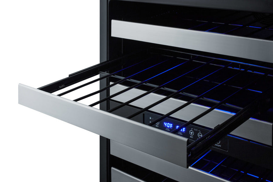 Summit 24" Wide Combination Dual-Zone Wine Cellar and 2-Drawer All-Freezer (Panels Not Included)