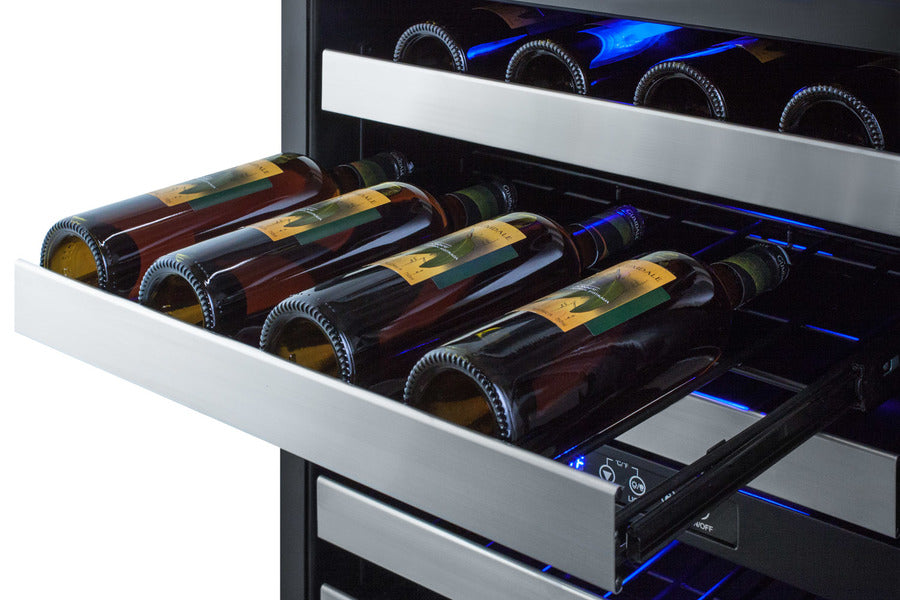 Summit 24" Wide Combination Dual-Zone Wine Cellar and 2-Drawer All-Refrigerator (Panels Not Included)