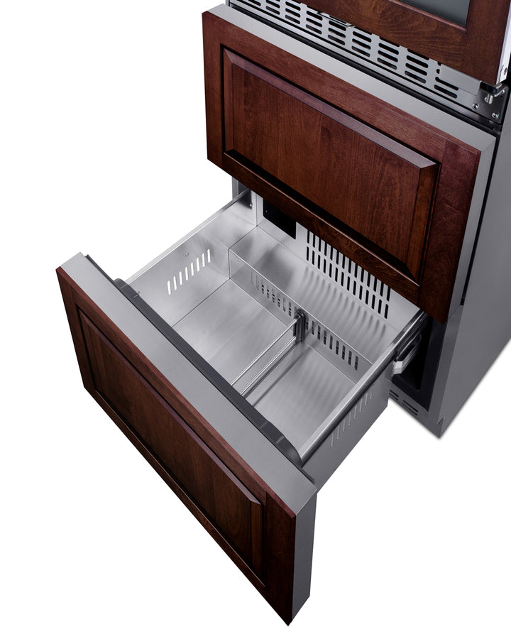 Summit 24" Wide Combination Dual-Zone Wine Cellar and 2-Drawer All-Refrigerator (Panels Not Included)