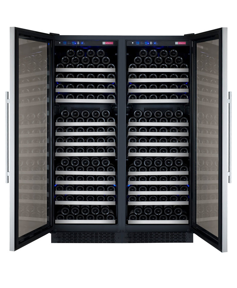 Allavino 47" Wide FlexCount II Tru-Vino 354 Bottle Dual Zone Stainless Steel Side-by-Side Wine Refrigerator
