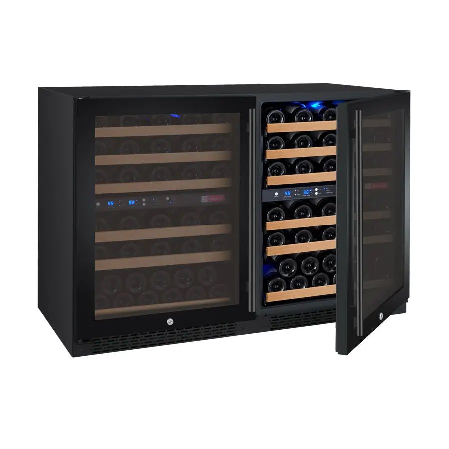 Allavino 47" Wide FlexCount II Tru-Vino 112 Bottle Four Zone Black Side-by-Side Wine Refrigerator