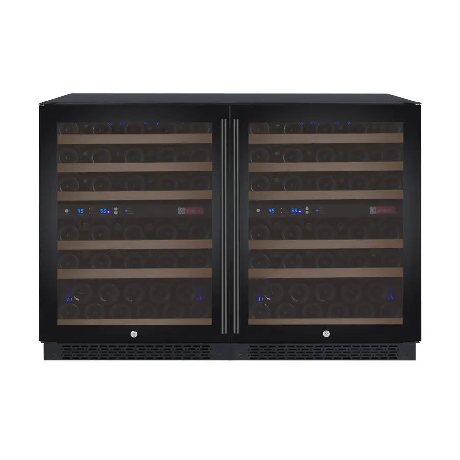 Allavino 47" Wide FlexCount II Tru-Vino 112 Bottle Four Zone Black Side-by-Side Wine Refrigerator
