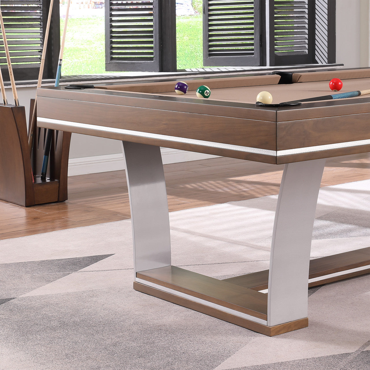 Playcraft Barcelona 8' Slate Pool Table in Walnut Gray on Silver
