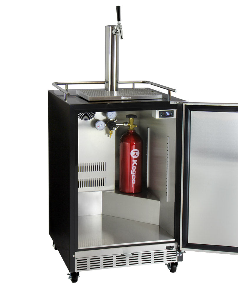 Kegco Full Size Digital Commercial Undercounter Kegerator with X-CLUSIVE Premium Direct Draw Kit - Left Hinge