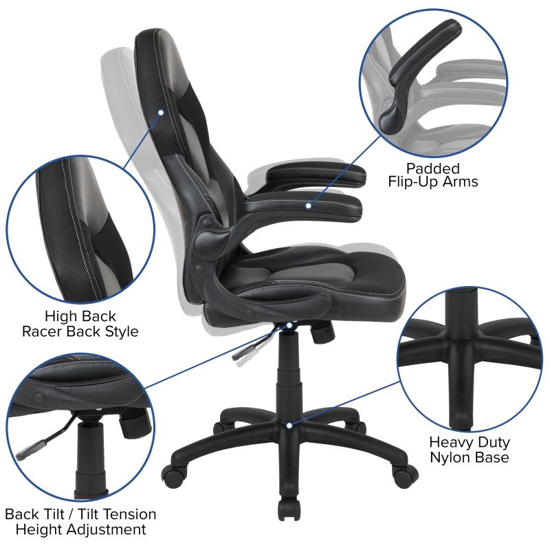 Flash Furniture Red Gaming Desk and Black Racing Chair Set with Cup Holder and Headphone Hook