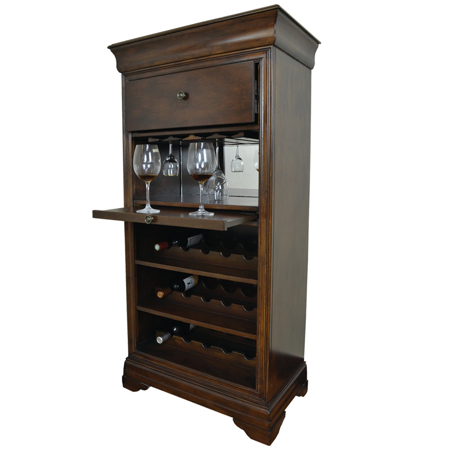 RAM Game Room Bar Cabinet w/ Wine Rack - Cappuccino