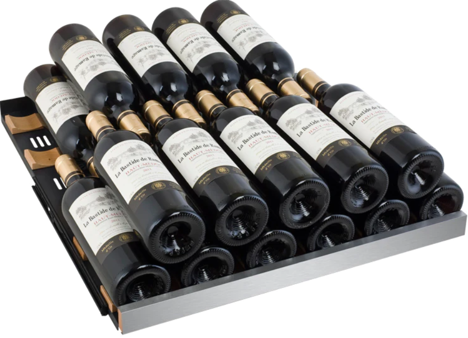 Allavino 47" Wide FlexCount II Tru-Vino 349 Bottle Three Zone Black Side-by-Side Wine Refrigerator