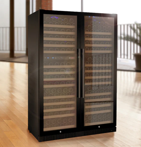 Allavino 47" Wide FlexCount II Tru-Vino 349 Bottle Three Zone Black Side-by-Side Wine Refrigerator