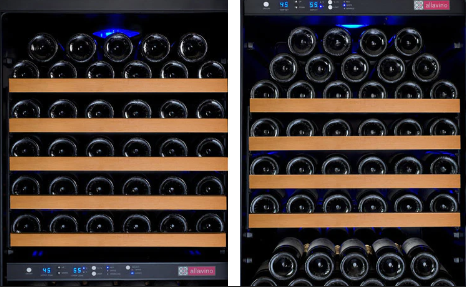 Allavino 47" Wide FlexCount II Tru-Vino 349 Bottle Three Zone Black Side-by-Side Wine Refrigerator