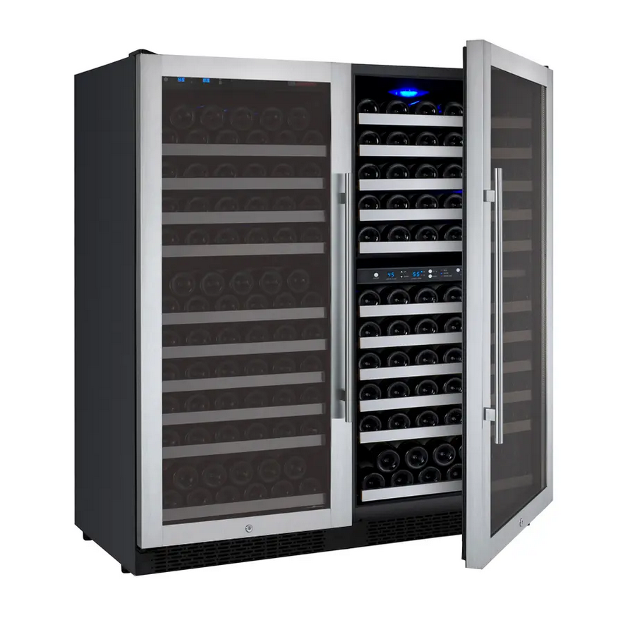 Allavino 47" Wide FlexCount II Tru-Vino 249 Bottle Three Zone Stainless Steel Side-by-Side Wine Refrigerator