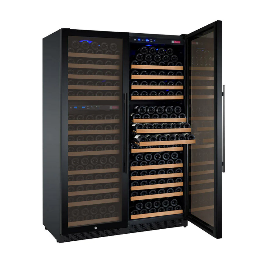 Allavino 47" Wide FlexCount II Tru-Vino 349 Bottle Three Zone Black Side-by-Side Wine Refrigerator