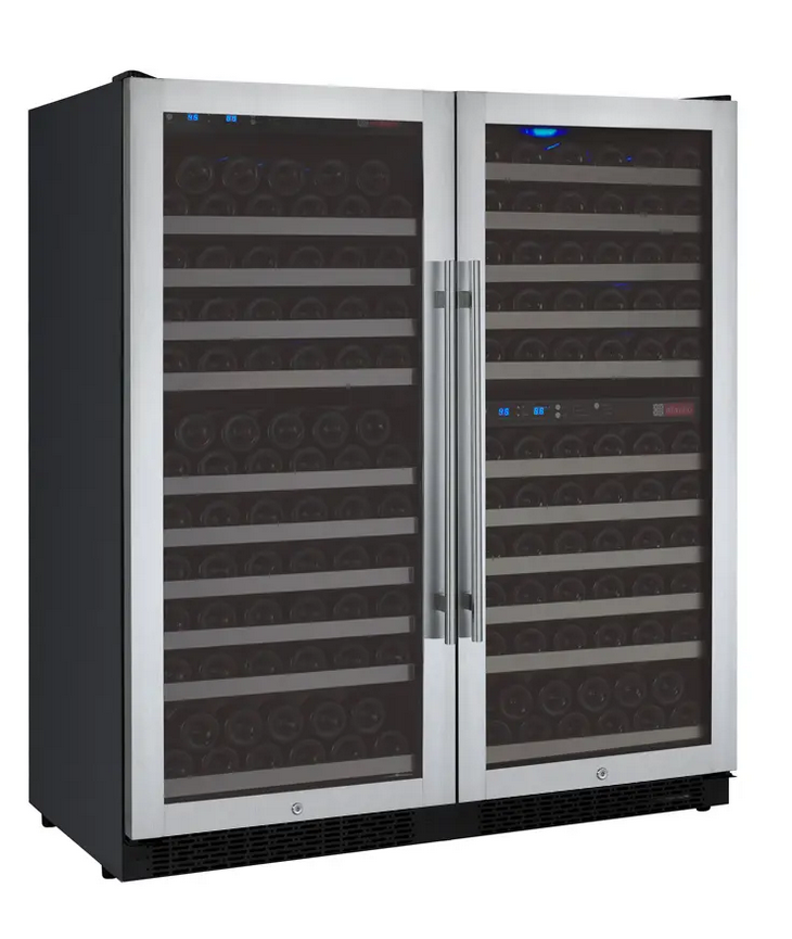 Allavino 47" Wide FlexCount II Tru-Vino 249 Bottle Three Zone Stainless Steel Side-by-Side Wine Refrigerator
