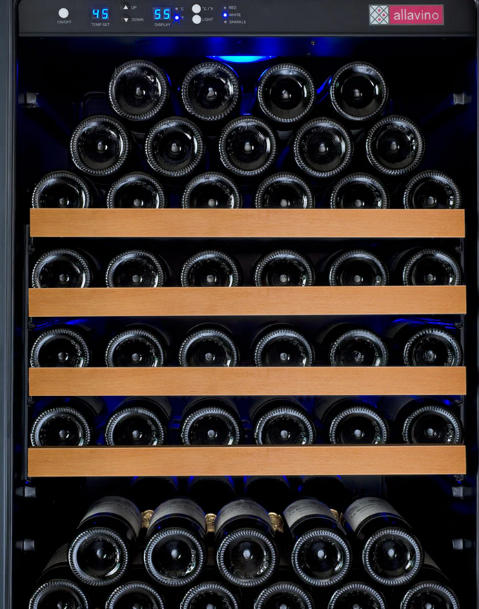 Allavino 47" Wide FlexCount II Tru-Vino 354 Bottle Dual Zone Black Side-by-Side Wine Refrigerator