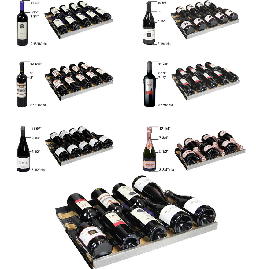 Allavino 47" Wide FlexCount II Tru-Vino 354 Bottle Dual Zone Black Side-by-Side Wine Refrigerator