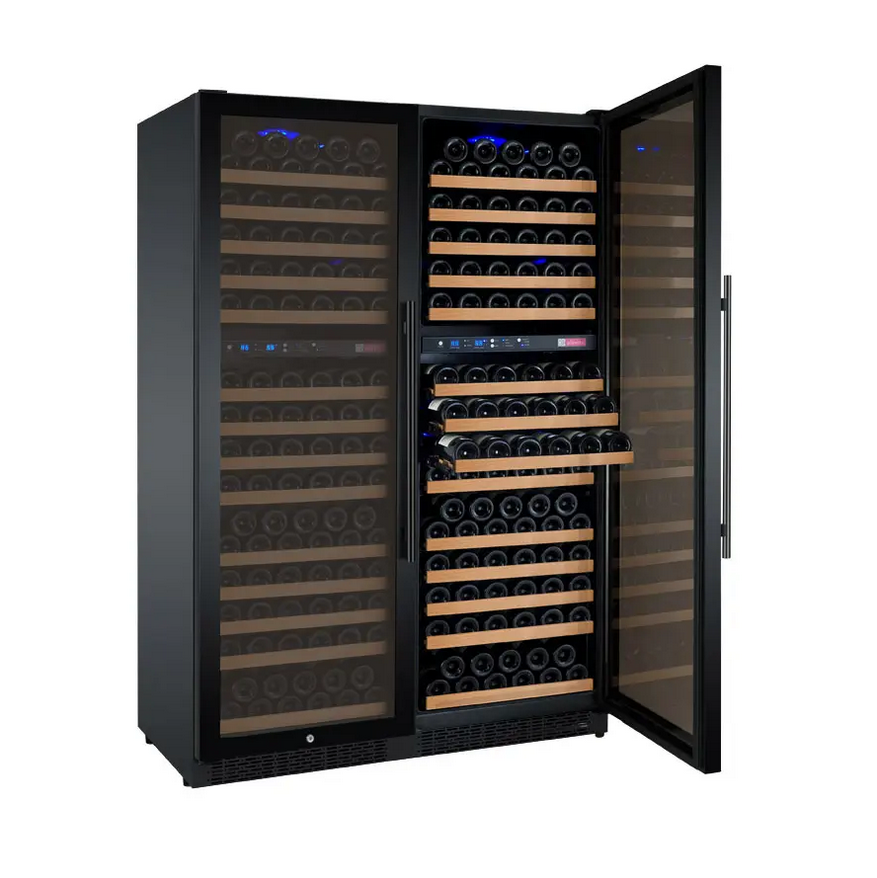 Allavino 47" Wide FlexCount II Tru-Vino 344 Bottle Four Zone Black Side-by-Side Wine Refrigerator