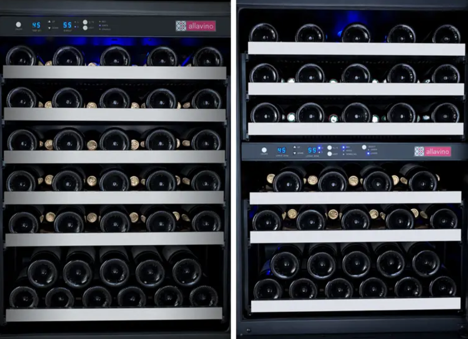 Allavino 47" Wide FlexCount II Tru-Vino 249 Bottle Three Zone Stainless Steel Side-by-Side Wine Refrigerator