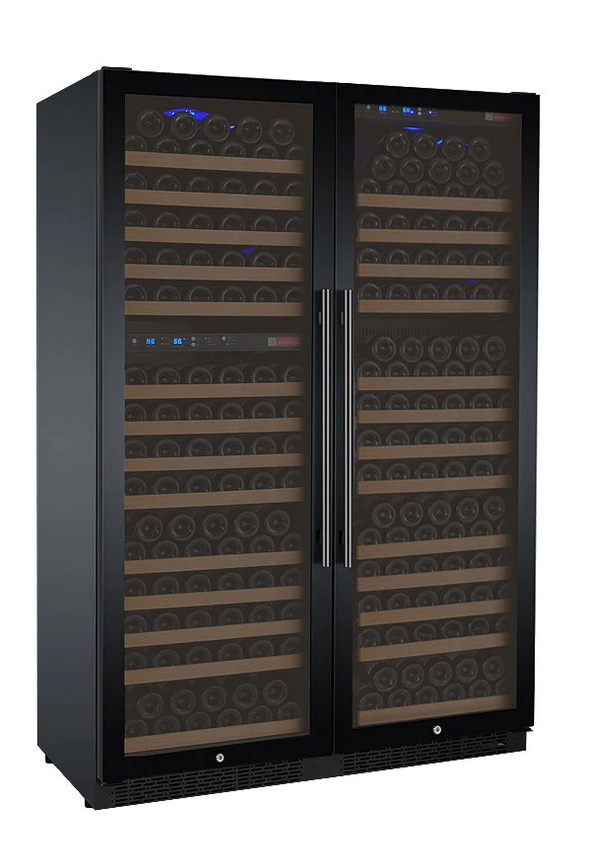 Allavino 47" Wide FlexCount II Tru-Vino 349 Bottle Three Zone Black Side-by-Side Wine Refrigerator