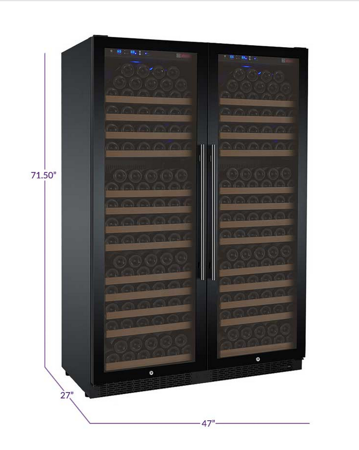 Allavino 47" Wide FlexCount II Tru-Vino 354 Bottle Dual Zone Black Side-by-Side Wine Refrigerator