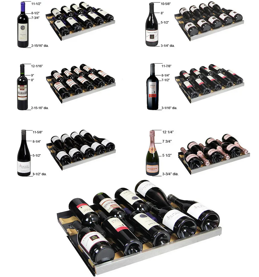 Allavino 47" Wide FlexCount II Tru-Vino 344 Bottle Four Zone Black Side-by-Side Wine Refrigerator