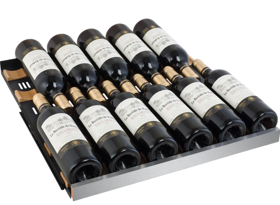 Allavino 47" Wide FlexCount II Tru-Vino 349 Bottle Three Zone Black Side-by-Side Wine Refrigerator