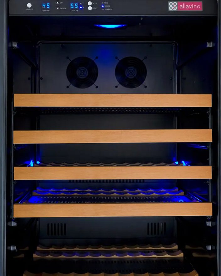 Allavino 47" Wide FlexCount II Tru-Vino 344 Bottle Four Zone Black Side-by-Side Wine Refrigerator