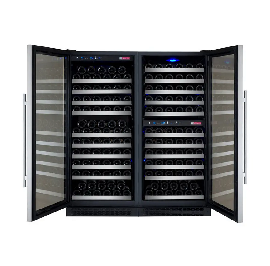 Allavino 47" Wide FlexCount II Tru-Vino 249 Bottle Three Zone Stainless Steel Side-by-Side Wine Refrigerator