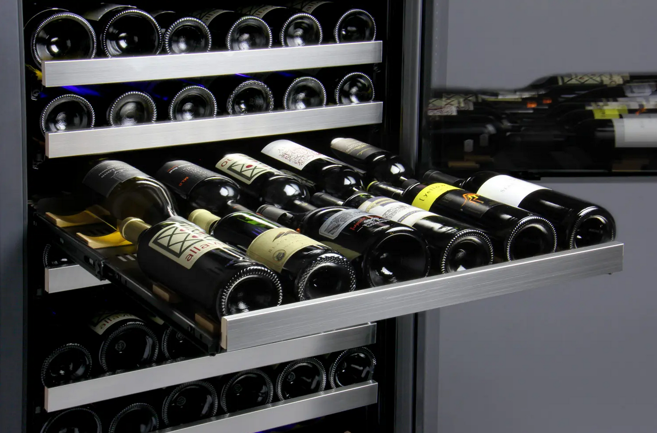 Allavino 47" Wide FlexCount II Tru-Vino 249 Bottle Three Zone Stainless Steel Side-by-Side Wine Refrigerator