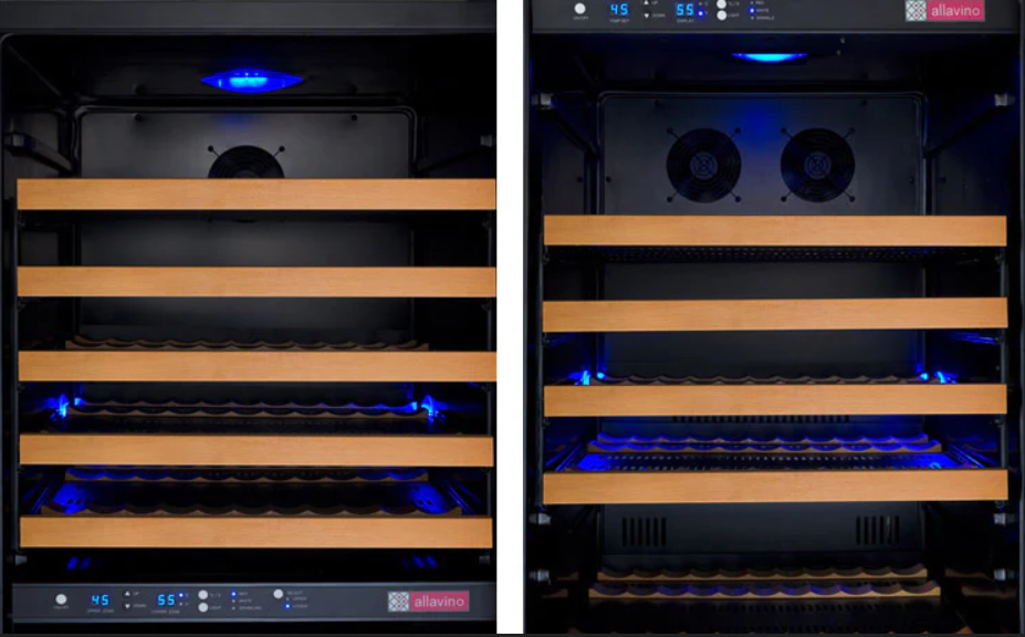 Allavino 47" Wide FlexCount II Tru-Vino 349 Bottle Three Zone Black Side-by-Side Wine Refrigerator