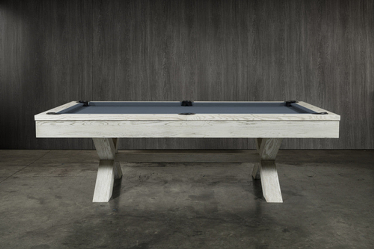 Nixon CrissyCross 7' Slate Pool Table in Whitewash Finish w/ Dining Top Option