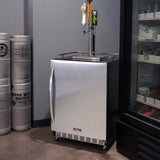Kegco Three Faucet Digital Commercial Undercounter Kegerator with X-CLUSIVE Premium Direct Draw Kit - Right Hinge