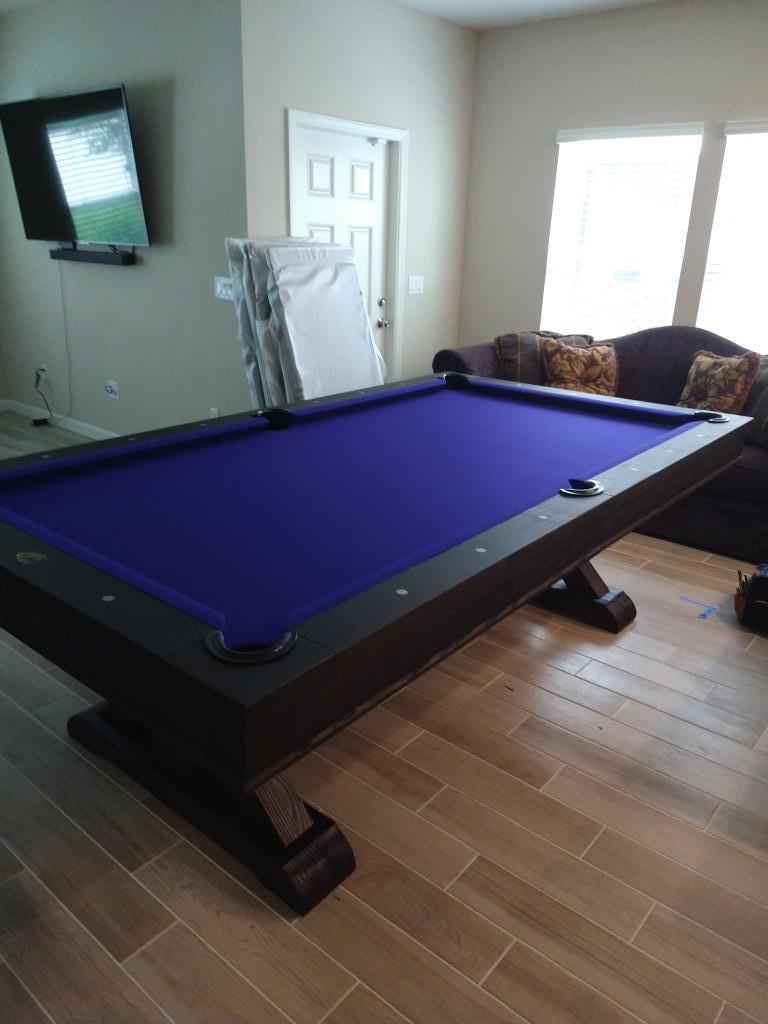 Playcraft Brazos River 8' Slate Pool Table w/ Leather Drop Pockets in Weathered Black